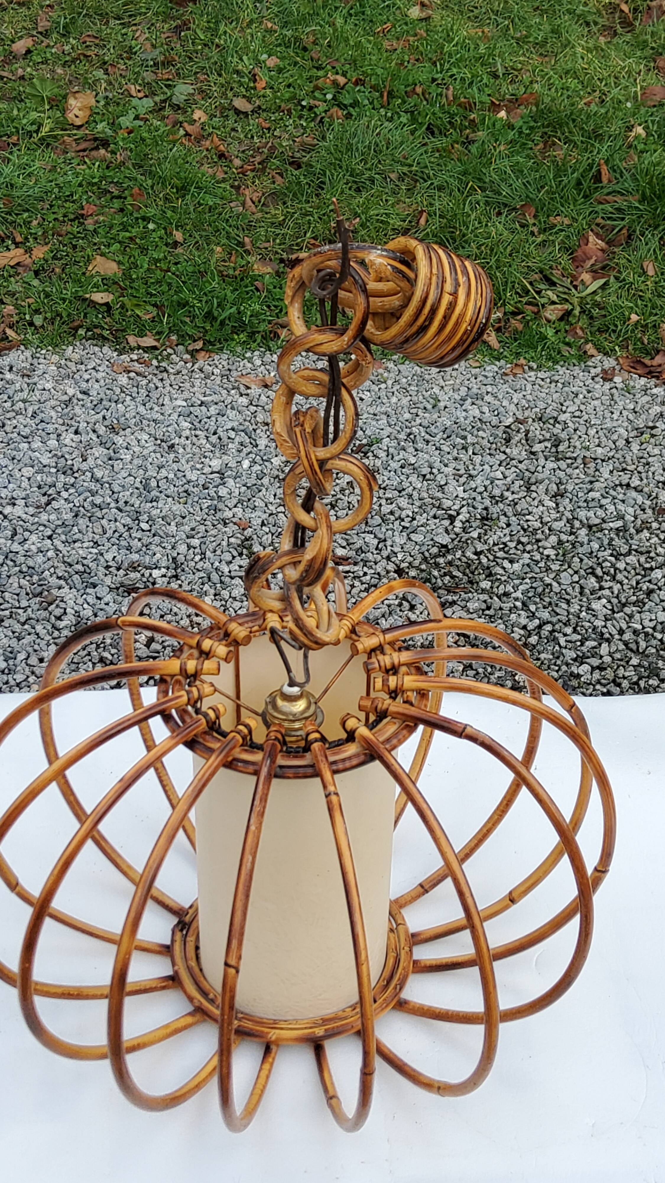 70s rattan pendant light