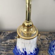 Set of two blue Art Deco wall lamps