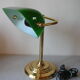 Notary desk lamp and adjustable lampshade green and white deco library