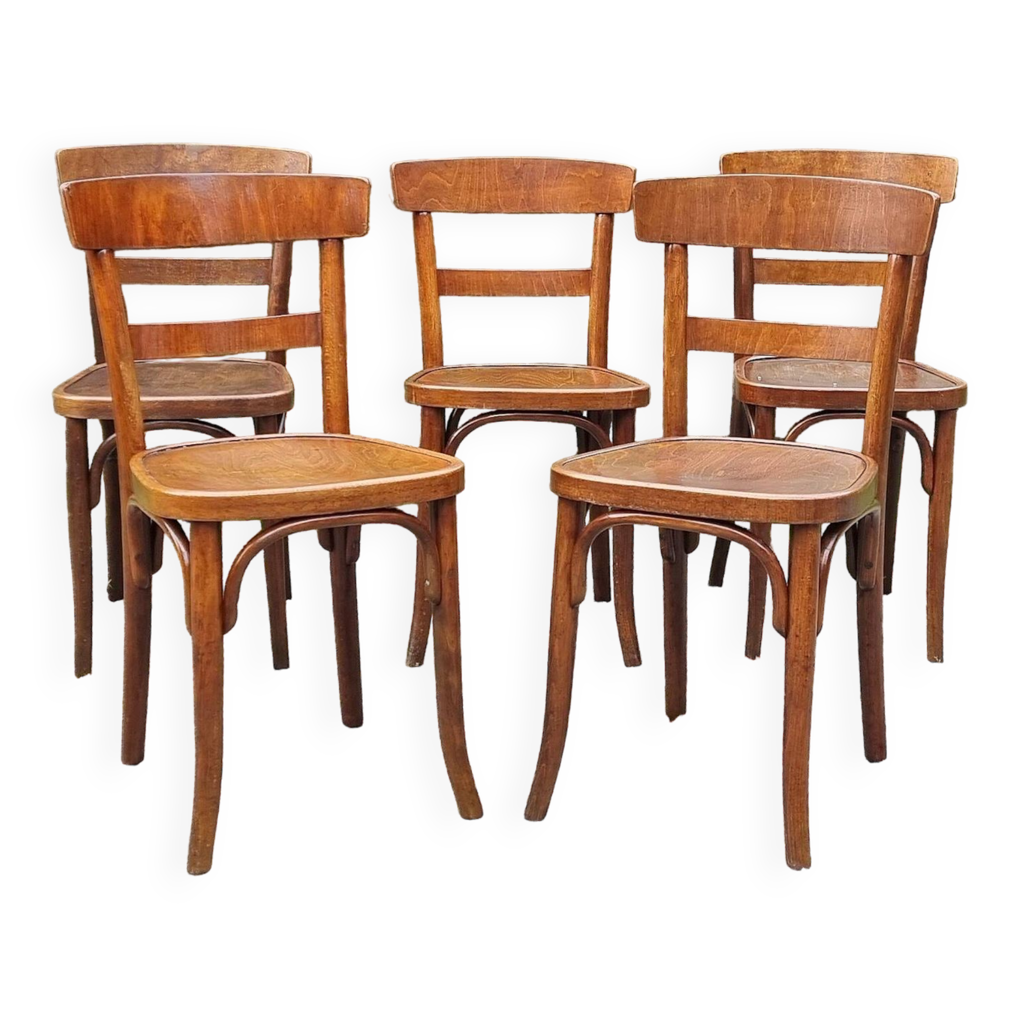 5 chaises bistrot Thonet et Horgen années 40