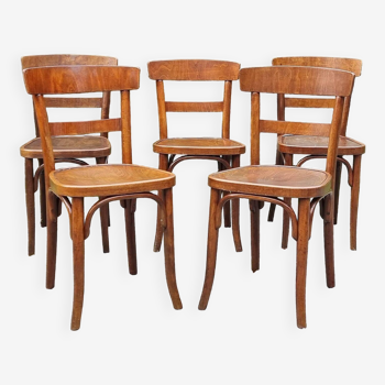 5 chaises bistrot Thonet et Horgen années 40