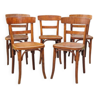 5 chaises bistrot Thonet et Horgen années 40