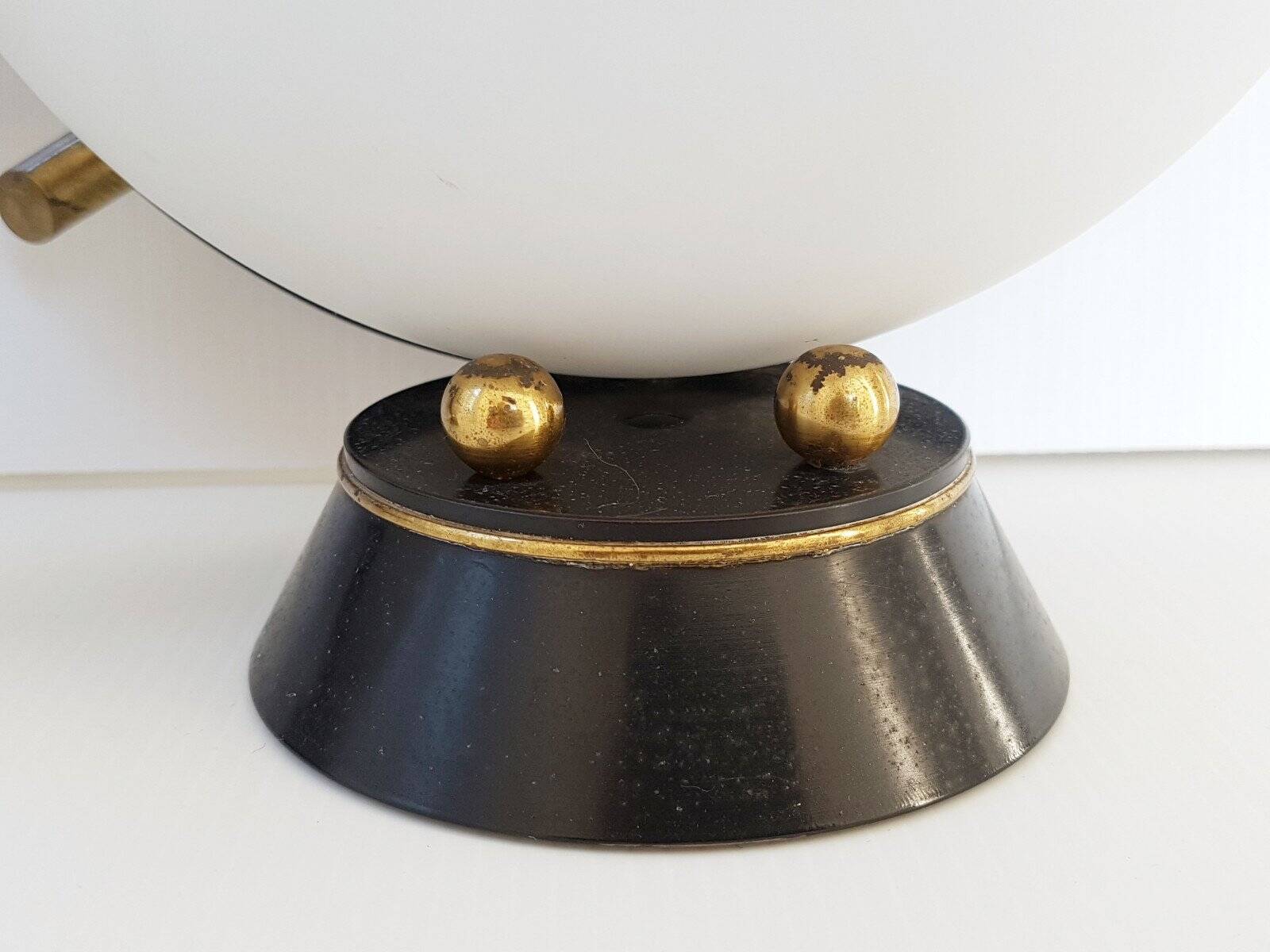 Pair of lamps Maison Arlus Steel Brass Glass 1950