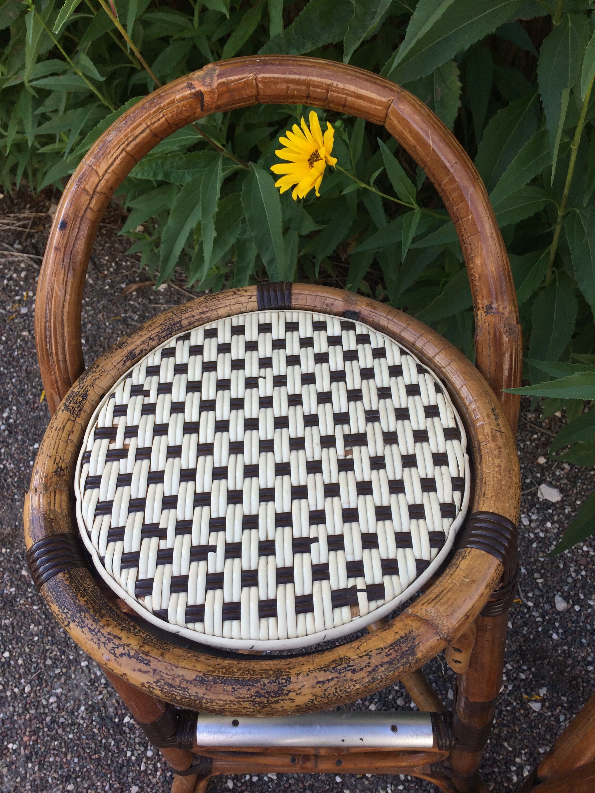 Bamboo and rattan bar stool