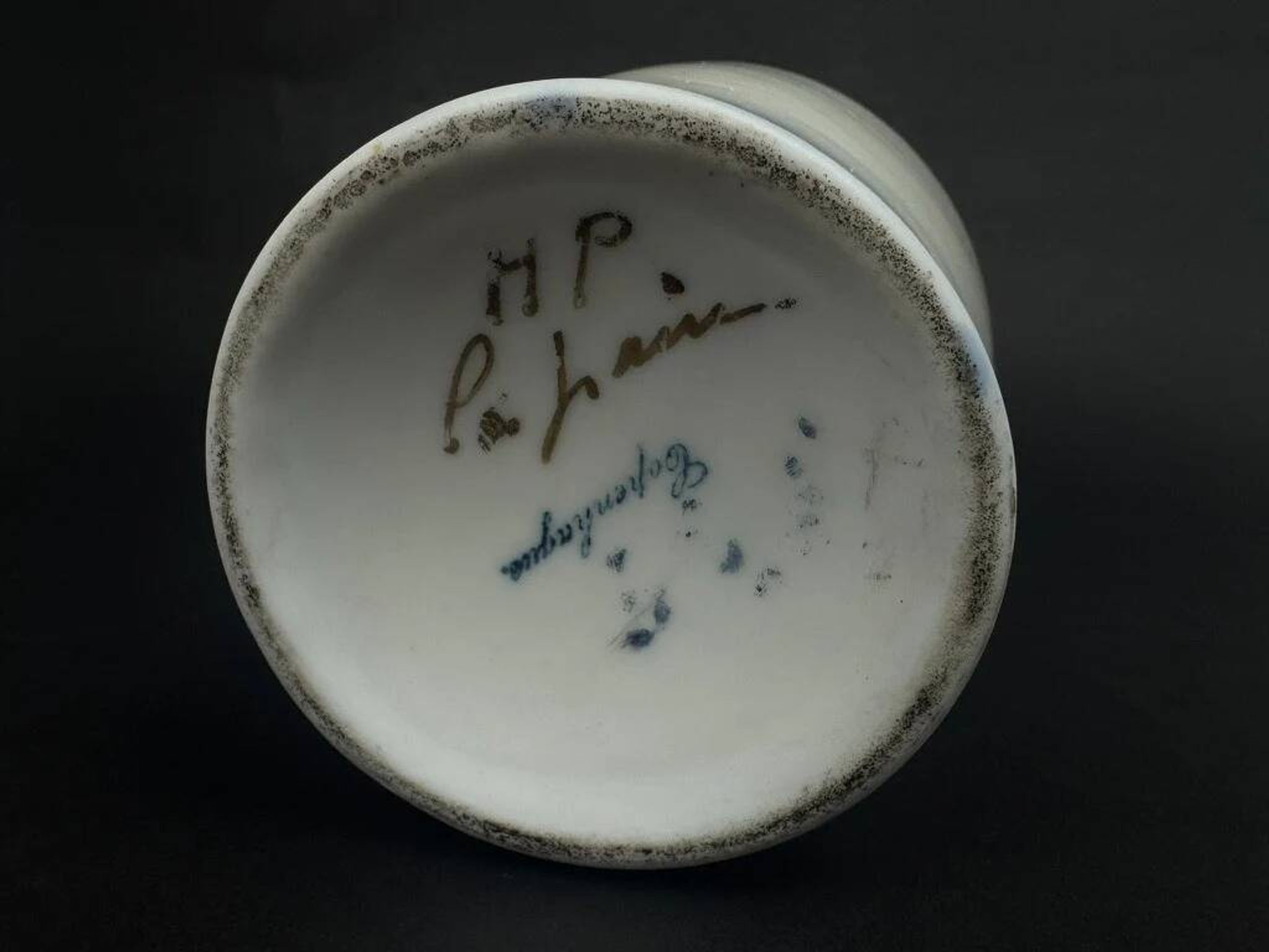 Copenhagen porcelain vase, hand-painted winter decoration, circa 1900-1920.