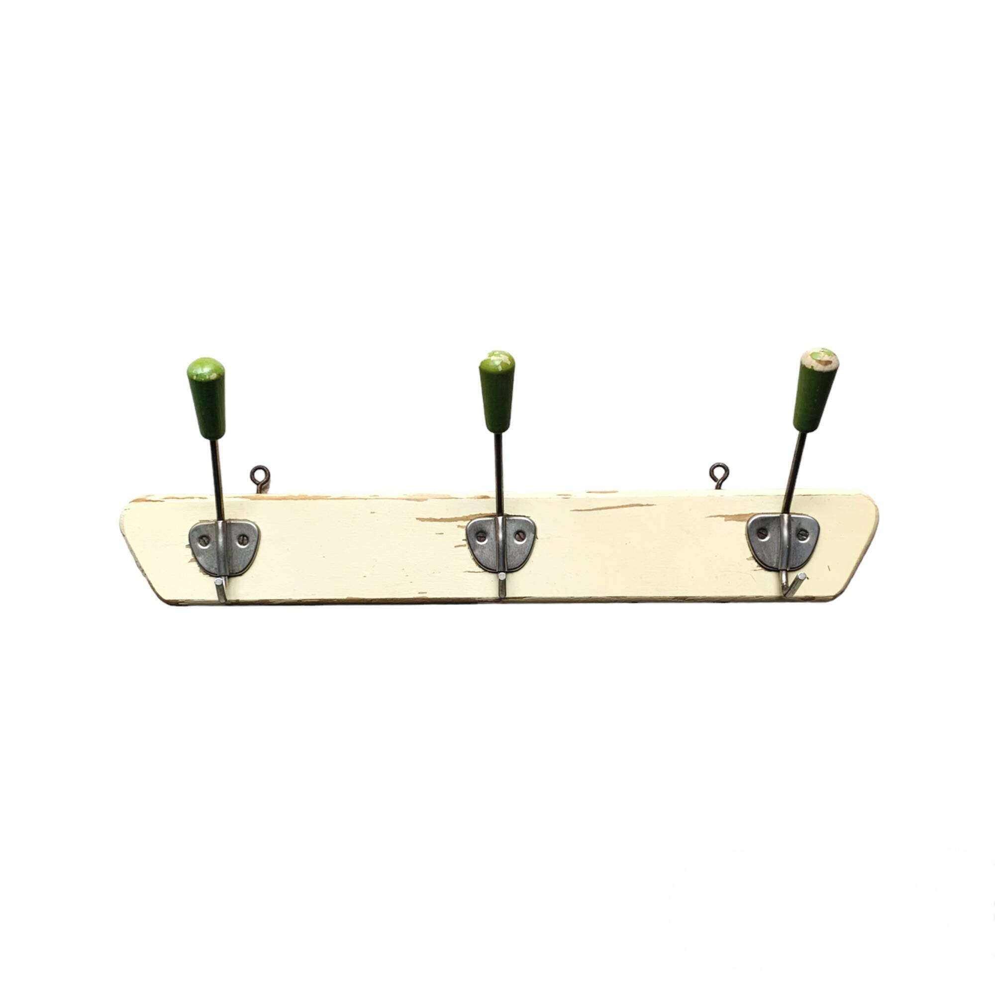 Vintage wooden wall coat rack - 3 hooks