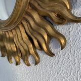 Miroir vintage 1960 soleil oeil de sorcière or bombé - 48 cm