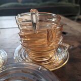 Set of 6 Gondolo cups and saucers in iridescent amber glass – design