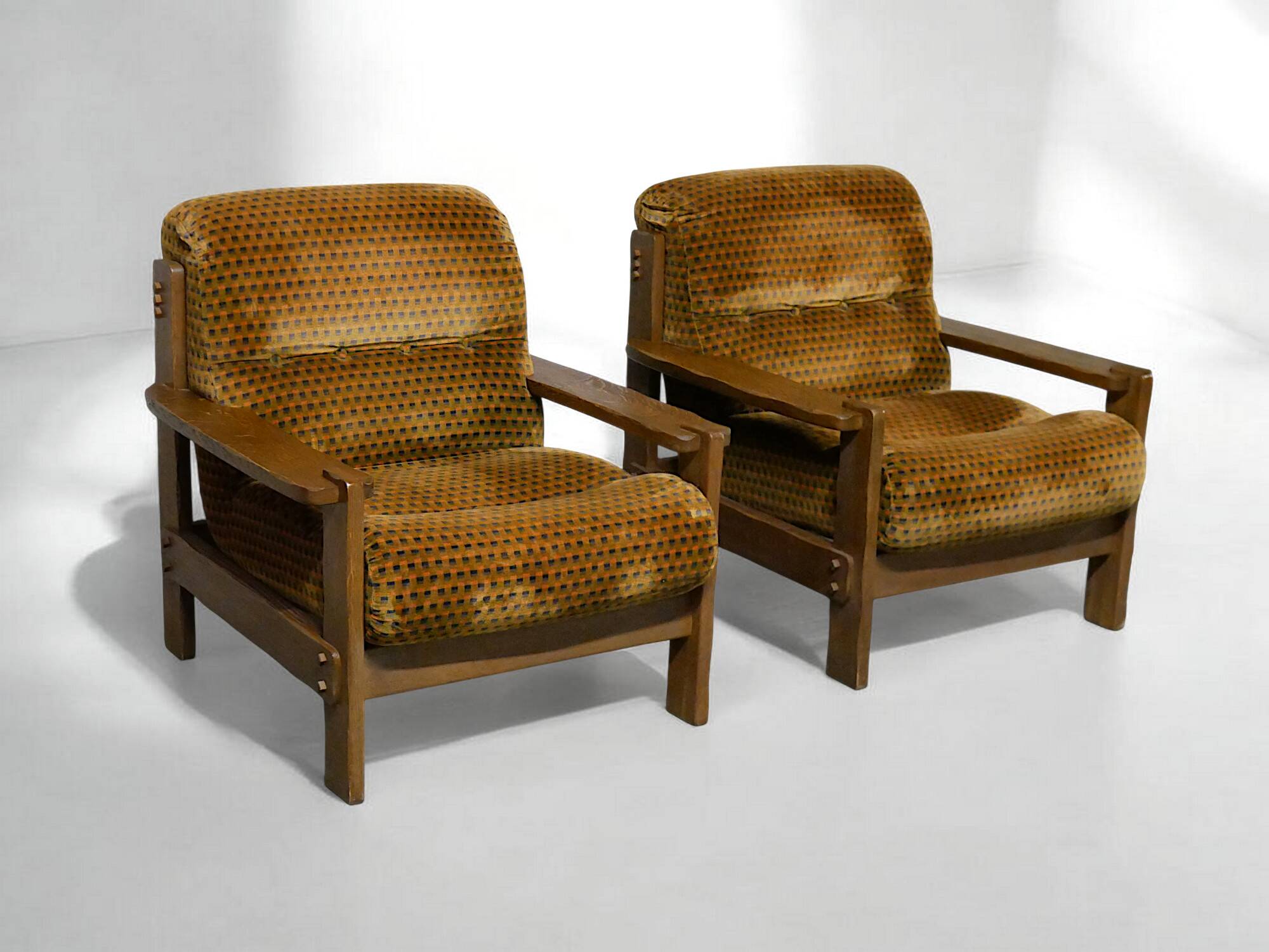 Brutalist Armchair Pair - Vintage 1950s 1960s