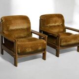 Brutalist Armchair Pair - Vintage 1950s 1960s