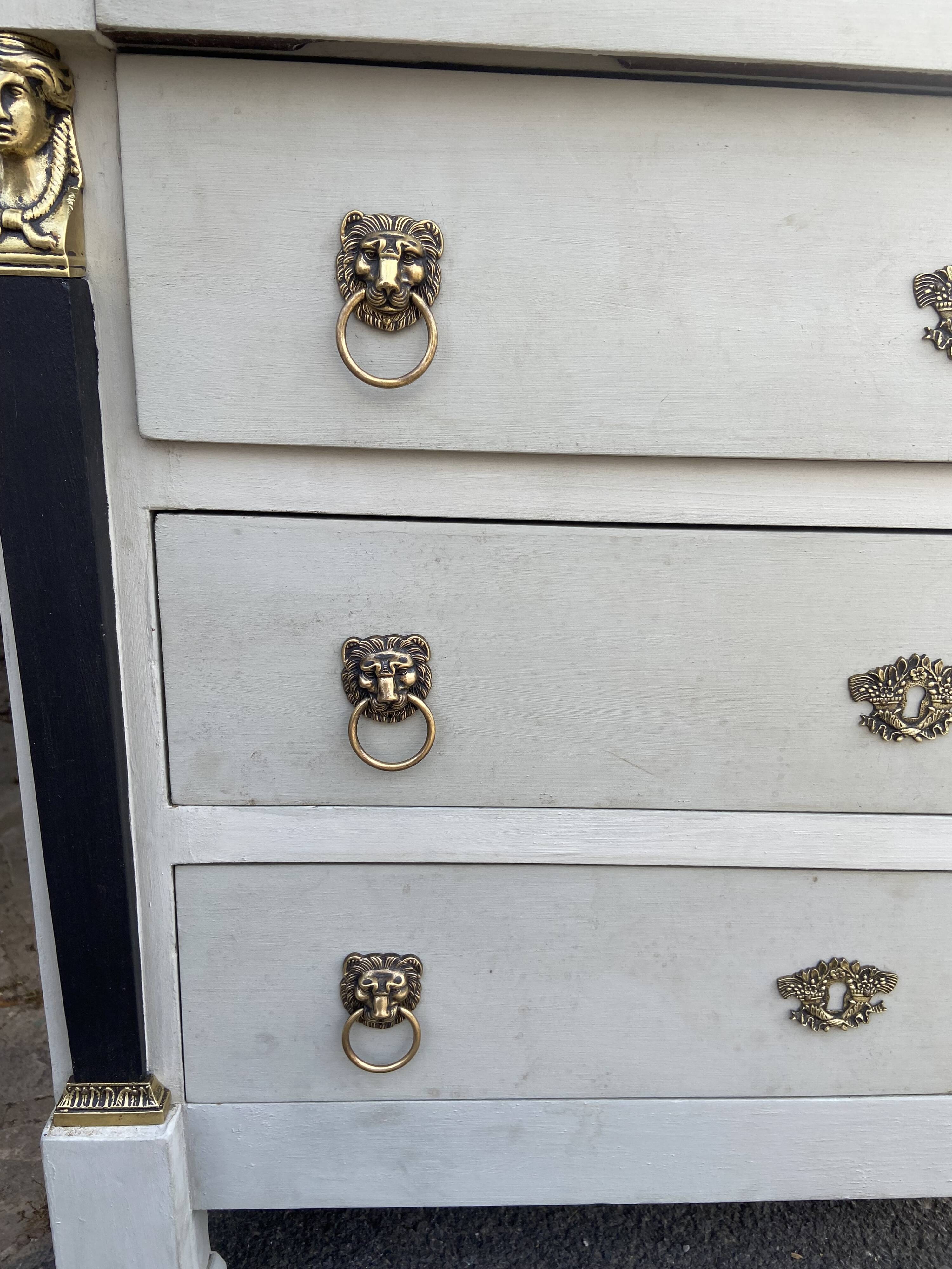 Antique Egyptian/Empire style chest of drawers with caryatids