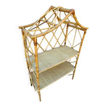 Étagère en Rotin chapeau chinois des années 60 Suède