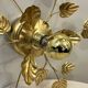 Gold leaf metal flower wall sconce 1970s 1980s Hollywood Regency Masca leaf