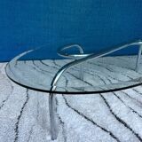 Table basse ovale 1970 verre biseaute