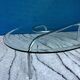 Oval coffee table 1970 beveled glass