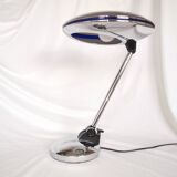 Adjustable chrome metal UFO lamp, space age, UFO, Aluminor, France, 1980.