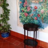 Carved wooden pedestal table with double trays 41 x 72 cm