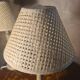 Paire de lampes bois  classic  abat jour osier 44x20 elec ok tres bon etat