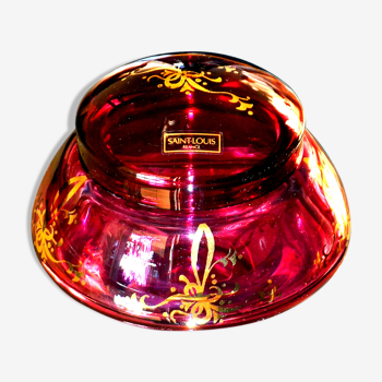 Candy box in multi-layer crystal, magenta and Saint-Louis gold