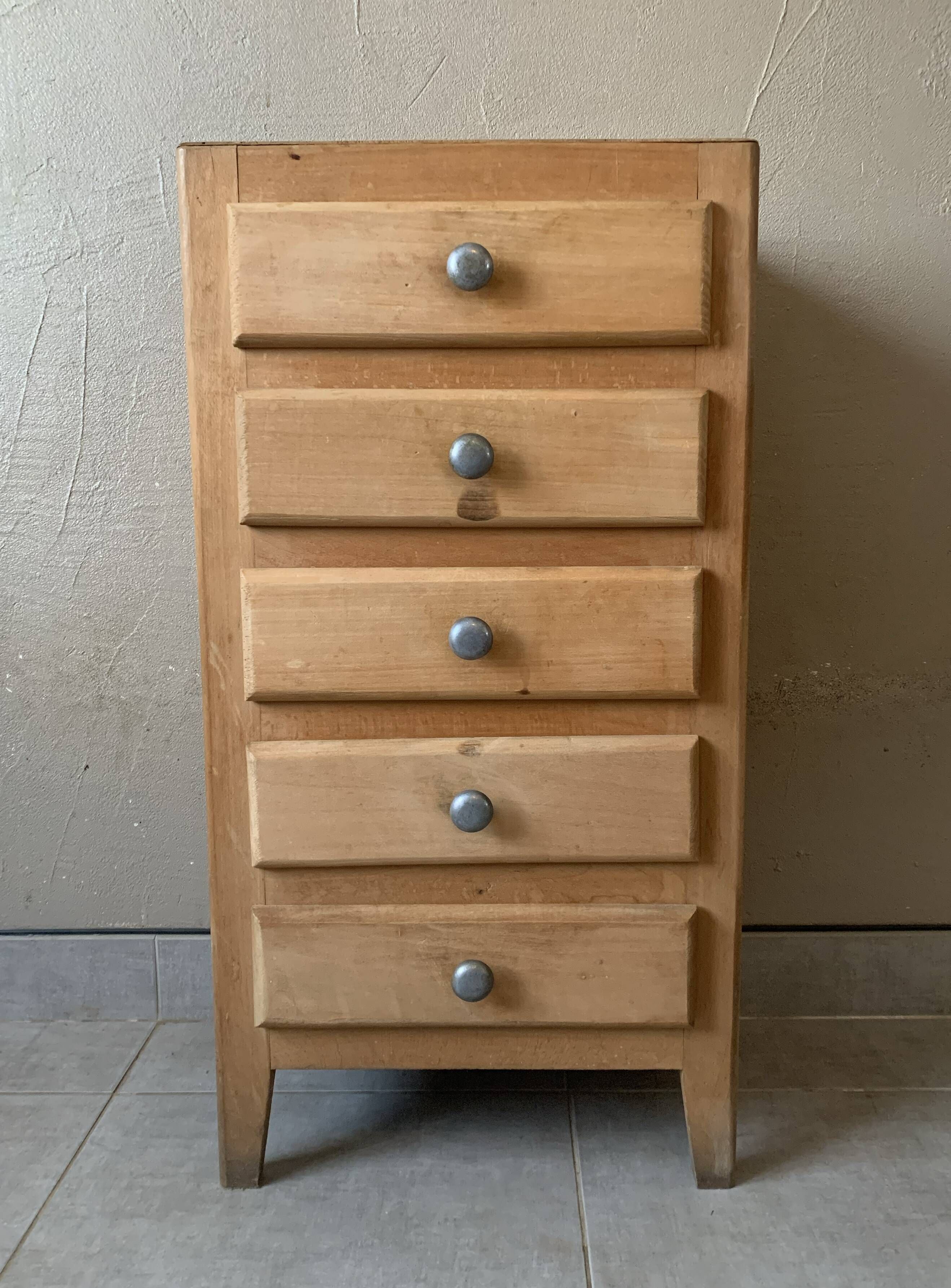 Vintage 5-drawer chest of drawers from 1950 in wood
