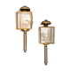 Brass and beveled glass lantern-like wall lamps in brass and beveled glass