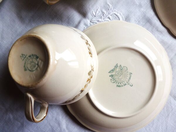 Service à café des années 1920 Villeroy & Boch 23 pièces, tasses à café.