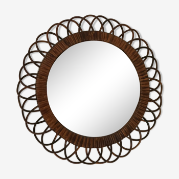 Round rattan mirror 50x50 cm