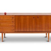 Teak sideboard, with four drawers and two doors. 20th century.