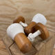 Pair of wall lights in pine and white metal 1980