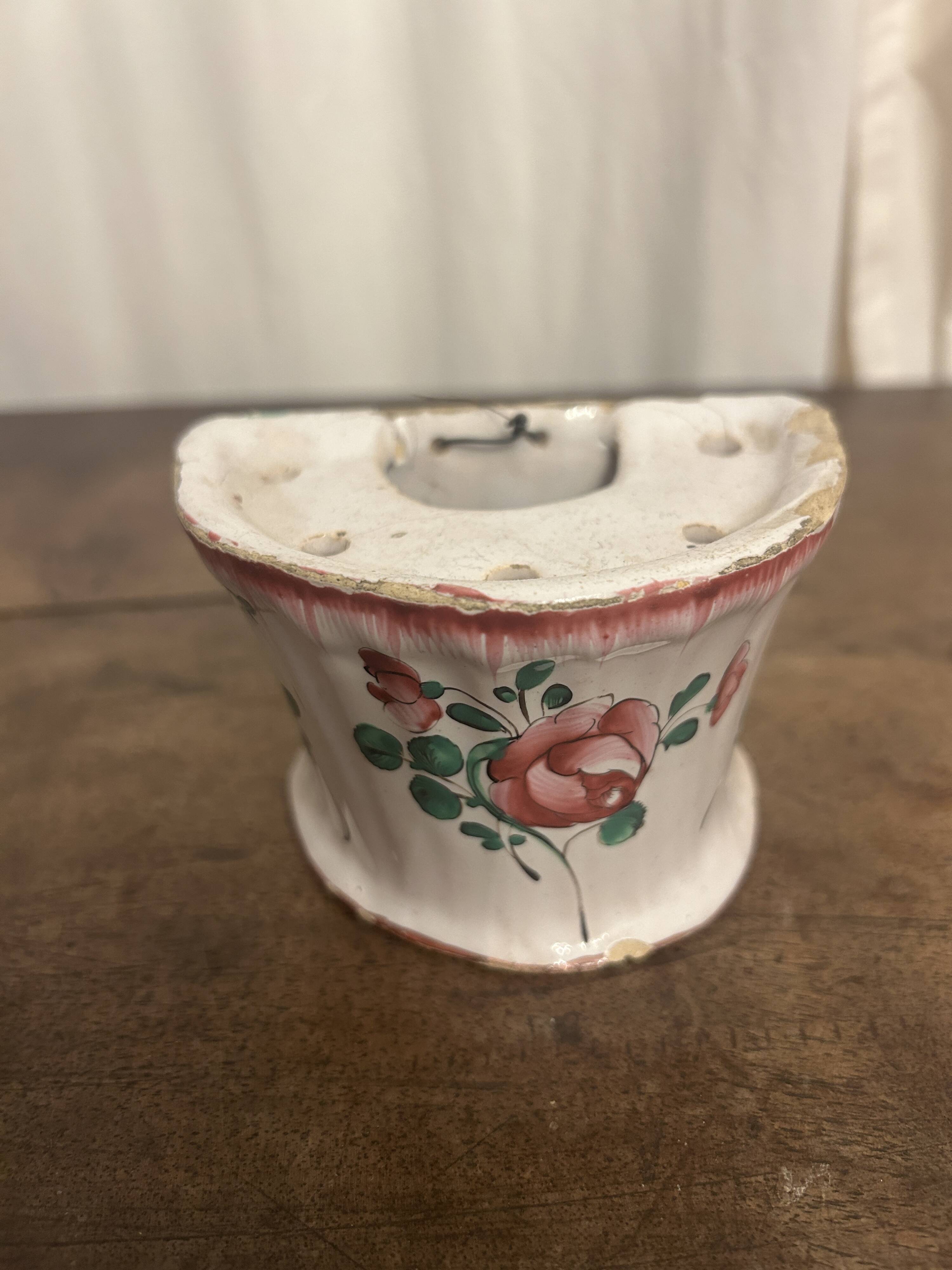 Wall vase in Islettes earthenware, 18th century