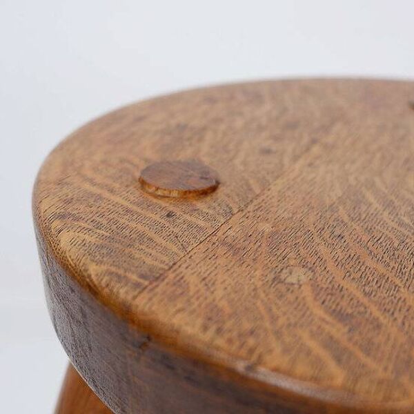 Brutalist Rustic Oak Tripod Stool