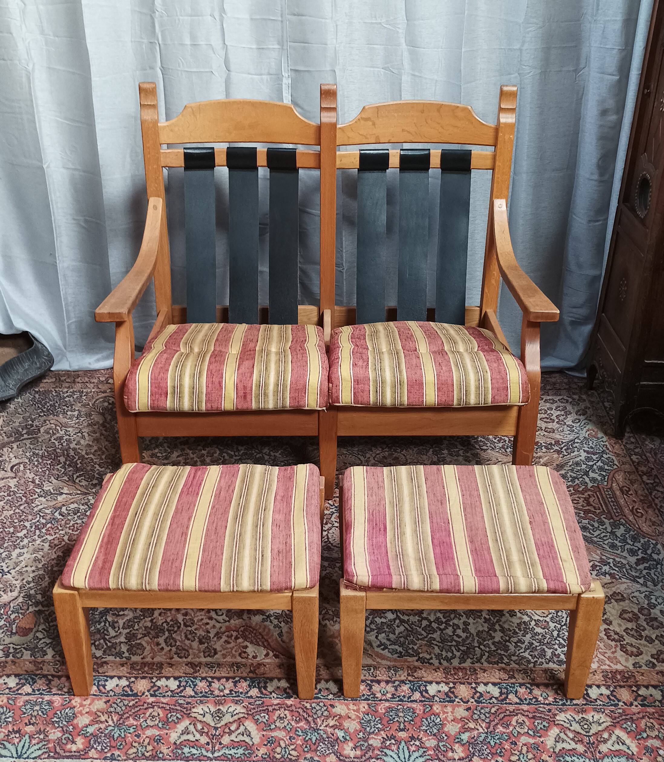 Vintage oak 2 seater bench and footrest