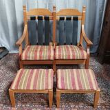 Vintage oak 2 seater bench and footrest