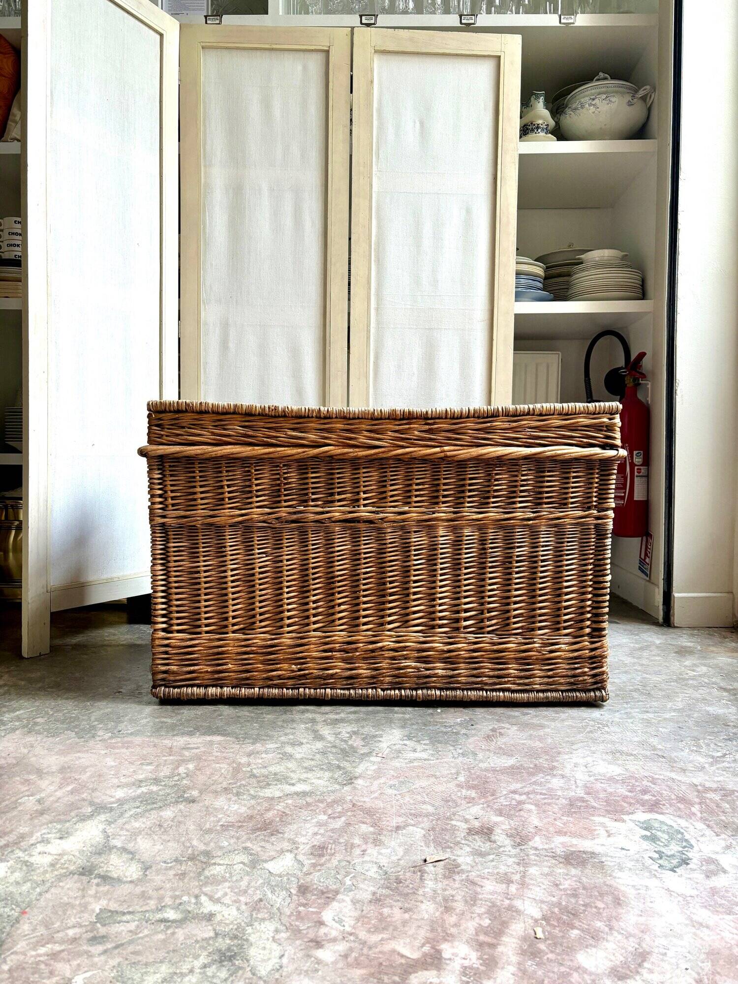 Trunk, woven wicker chest