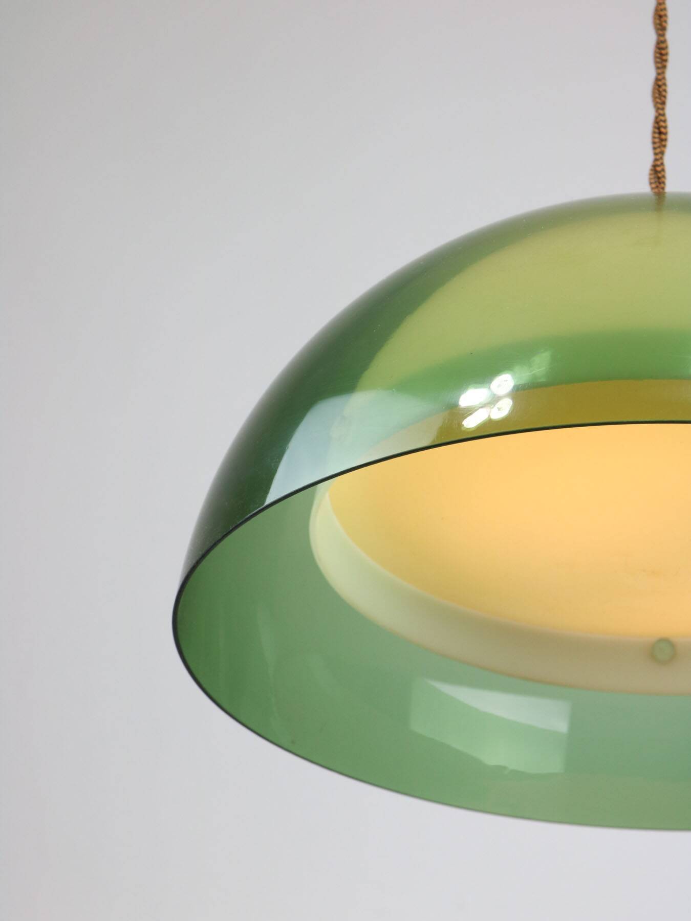 Italian space-age plexiglass green pendant lamp, 70s