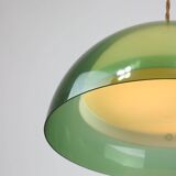 Italian space-age plexiglass green pendant lamp, 70s