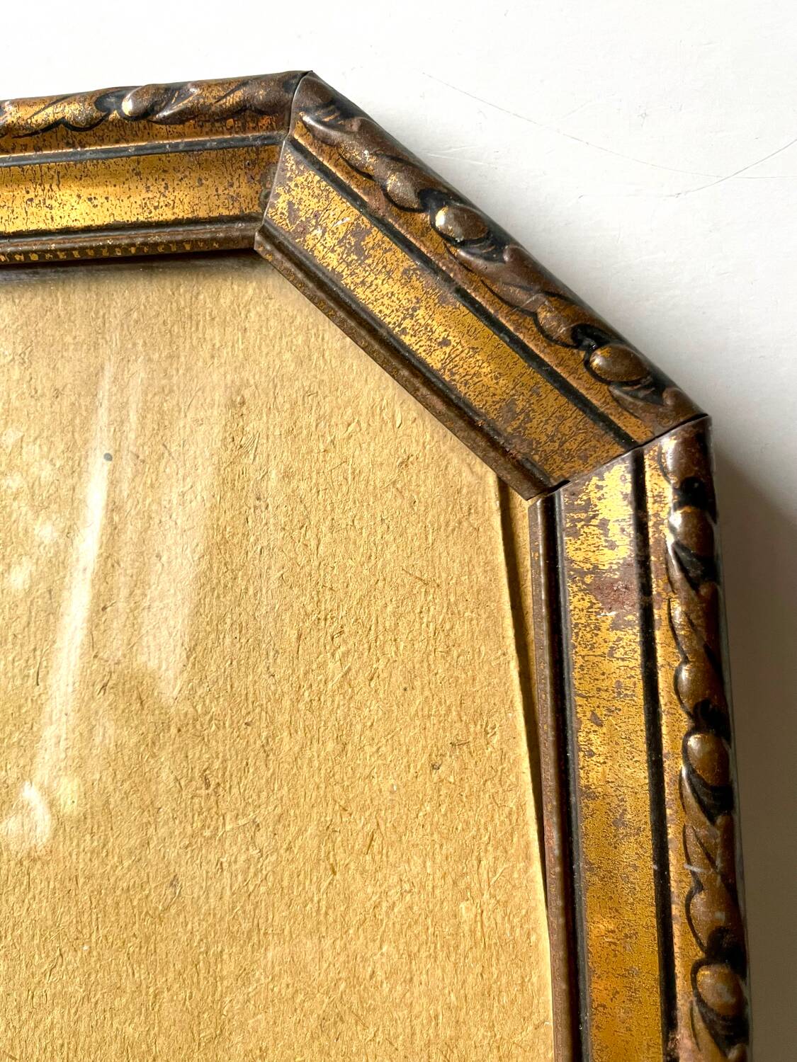 Antique Octagonal brass metal frame 30 cm  x 23 cm