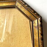 Cadre métallique octogonal antique en laiton 30 cm x 23 cm