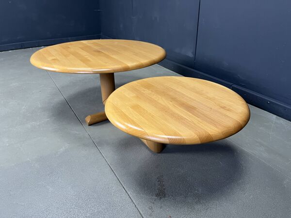 Table basse pivotante à deux niveaux en bois par Roche Bobois, années 1980