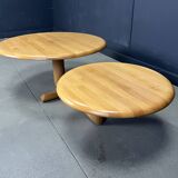Table basse pivotante à deux niveaux en bois par Roche Bobois, années 1980