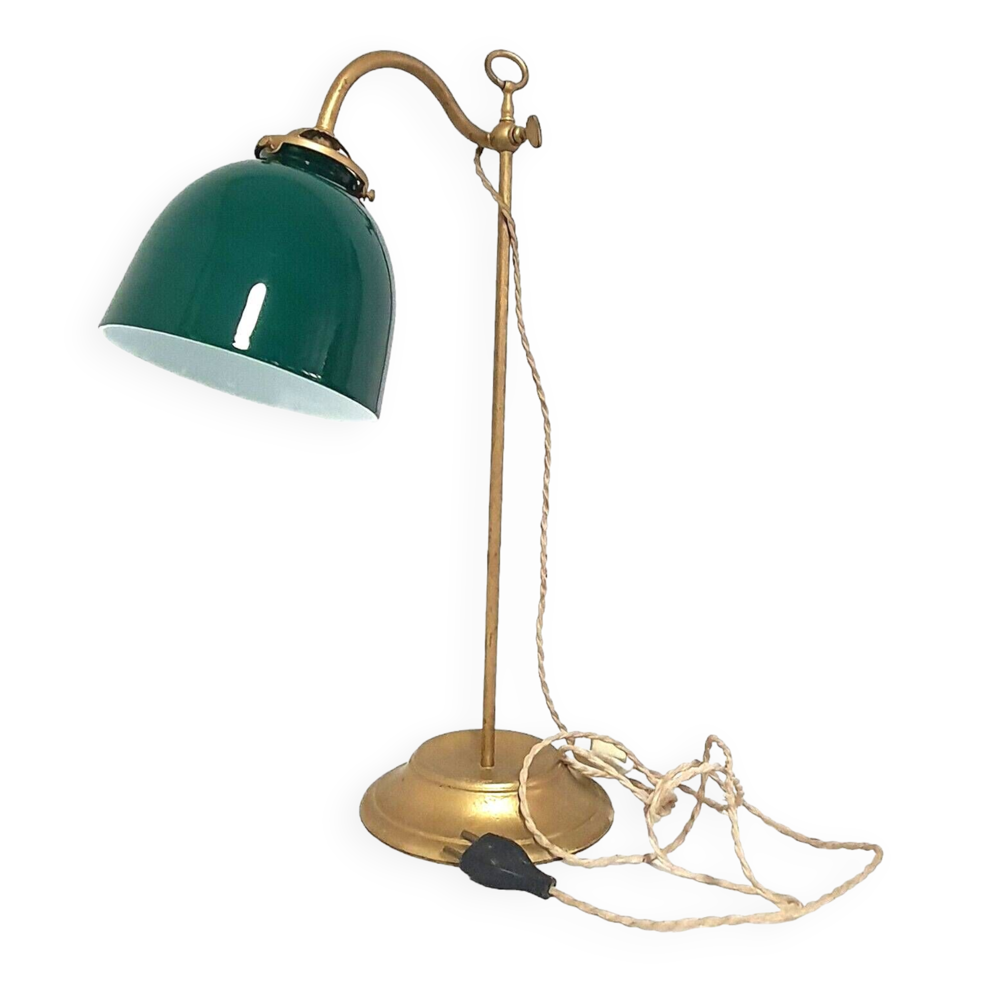 old desk lamp with banker notary gallows green opaline