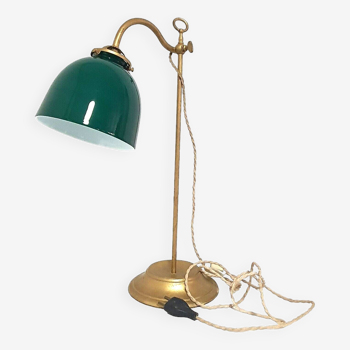 old desk lamp with banker notary gallows green opaline