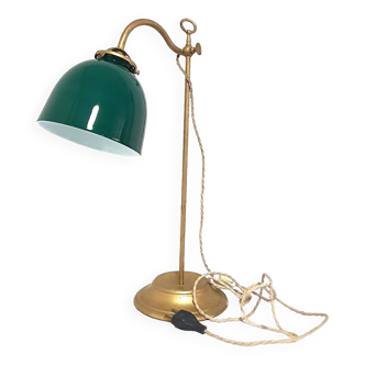 lampe de bureau a potence banquier notaire opaline verte