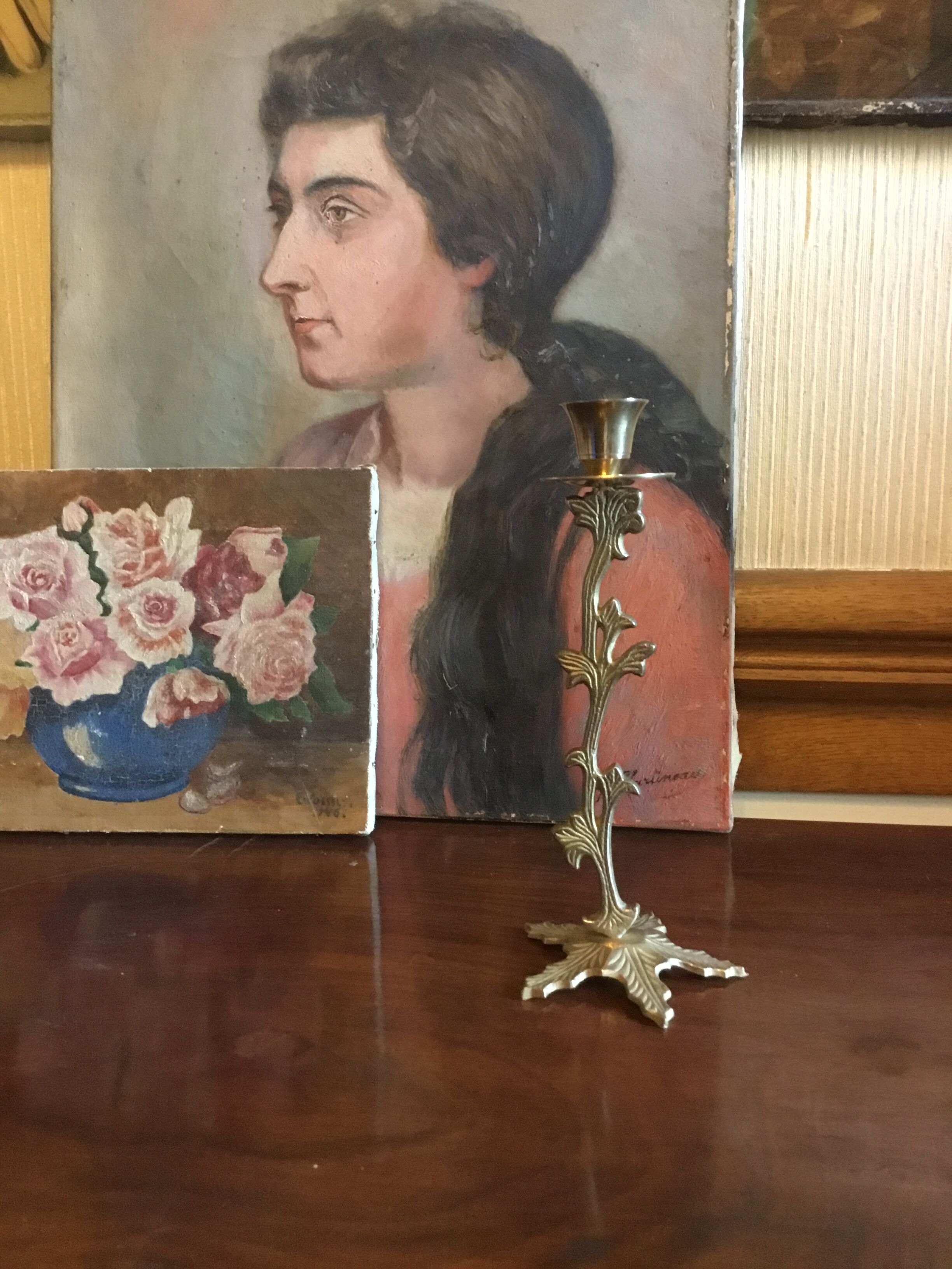 Brass flower candlestick