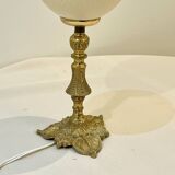 Ostrich egg on bronze stand old cabinet of curiosities lamp