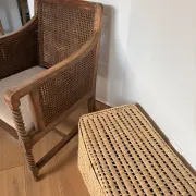 Fauteuil bois massif et rotin