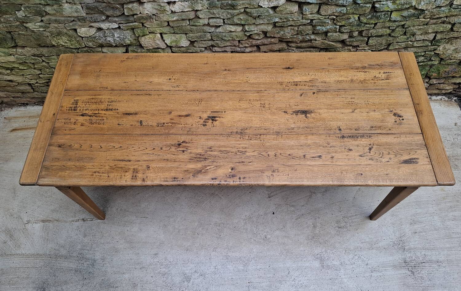 Table de ferme chêne 320 cm avec allonges 
