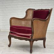 1950s, Danish armchair, furniture velour, ash wood,, mesh.