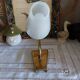 Antique brass wall lamp with opaline lampshade