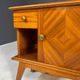 Pair of vintage mid-century modern wooden bedside tables / nightstands